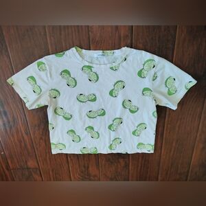 Lime Pattern Crop Top - White and Green